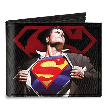 Buckle-Down BuckleDown Canvas Bifold Wallet Superman Forever Clark KentSuperman TransitionShield BlackRed