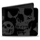 Buckle-Down BuckleDown Mens Buckledown Pu Bifold Bi Fold Wallet Mutlicolor Black skull 40 x 35 US