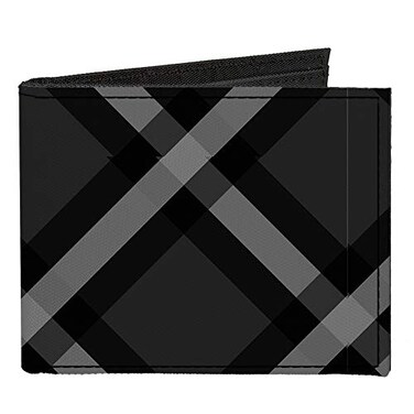 Buckle-Down Wallet Bifold Canvas Buffalo Plaid X Charcoal Black Gray