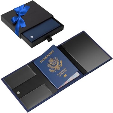 Flevel V1 Real Leather Pilot document holder Pilot wallet RFIDBlocking Travel Wallet Stylish Travel Companion for Aviation Professionals Classic Blue