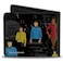 Buckle-Down Paramount Network Wallet Bifold The Original Star Trek Crew Poses and Icons Black Multi Color Vegan Leather