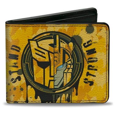 Buckle-Down BuckleDown Hasbro Wallet Bifold Transformers Bumblebee Stand Strong Autobot Icon Yellows Vegan Leather