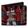 Buckle-Down BuckleDown Hasbro Wallet Bifold Transformers Optimus Prime Pose and Semi Truck Rays Black Red Vegan Leather