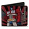 Buckle-Down BuckleDown Hasbro Wallet Bifold Transformers Optimus Prime Pose and Semi Truck Rays Black Red Vegan Leather
