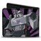 Buckle-Down BuckleDown Hasbro Wallet Bifold Transformers Megatron Blaster and Standing Poses Black Purple Vegan Leather