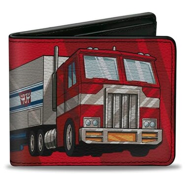 Buckle-Down BuckleDown Hasbro Wallet Bifold Transformers Optimus Prime Semi Truck and Autobot Shield Reds Vegan Leather