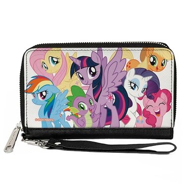Buckle-Down BuckleDown Hasbro Wallet Zip Around My Little Pony Mane Six and Spike Group Pose White Vegan Leather