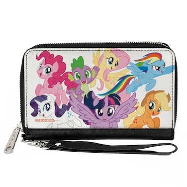 Buckle-Down BuckleDown Hasbro Wallet Zip Around My Little Pony Mane Six and Spike Action Poses Group White Vegan Leather