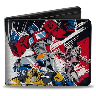 Buckle-Down BuckleDown Hasbro Wallet Bifold Transformers Decepticon and Autobots Battle BlackWhite Vegan Leather