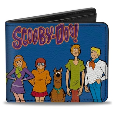Buckle-Down BuckleDown Scooby Doo Wallet Bifold ScoobyDoo Mystery Machine and Character Group Pose Blue Vegan Leather