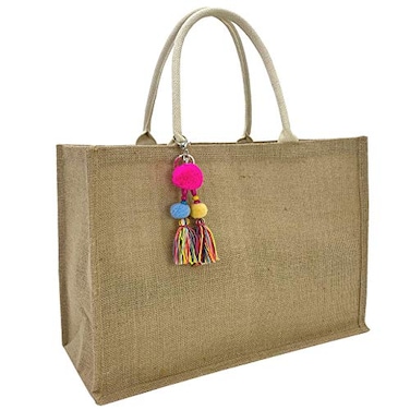 Hibala Woven Large Beach Bag Straw Beach Tote Handmade Weaving Shoulder Tassel Bag Handbag Classic Style