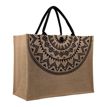 Hibala Woven Large Beach Bag Straw Beach Tote Handmade Weaving Shoulder Tassel Bag Handbag Bohemian Print