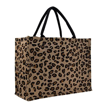 Hibala Woven Large Beach Bag Straw Beach Tote Handmade Weaving Shoulder Tassel Bag Handbag Leopard