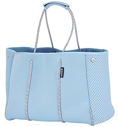 QOGiR Neoprene Multipurpose Beach Bag Tote with Inner Zipper Pocket Light Blue Large