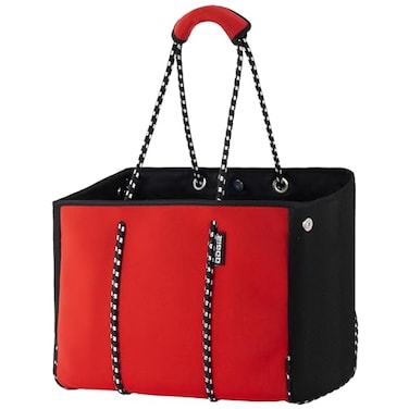 QOGiR Neoprene Multipurpose Beach Bag Tote with Inner Zipper Pocket Red XLarge