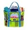 Dejaroo Sand Free Mesh Bag Strong Lightweight Tote For Beach Vacation Essentials Tons of Storage with 8 Pockets Foldable 17x9x15 inches Green with Aqua Straps
