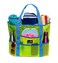 Dejaroo Sand Free Mesh Bag Strong Lightweight Tote For Beach Vacation Essentials Tons of Storage with 8 Pockets Foldable 17x9x15 inches Green with Aqua Straps