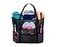 Dejaroo Sand Free Mesh Bag Strong Lightweight Tote For Beach Vacation Essentials Tons of Storage with 8 Pockets Foldable 17x9x15 inches Red and White with Blue Straps