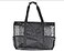 Dejaroo Sand Free Mesh Bag Strong Lightweight Tote For Beach Vacation Essentials Tons of Storage with 8 Pockets Foldable 17x9x15 inches Red and White with Blue Straps
