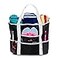 Dejaroo Sand Free Mesh Bag Strong Lightweight Tote For Beach Vacation Essentials Tons of Storage with 8 Pockets Foldable 17x9x15 inches Black with White Straps