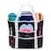 Dejaroo Sand Free Mesh Bag Strong Lightweight Tote For Beach Vacation Essentials Tons of Storage with 8 Pockets Foldable 17x9x15 inches Black with White Straps