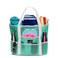 Dejaroo Sand Free Mesh Bag Strong Lightweight Tote For Beach Vacation Essentials Tons of Storage with 8 Pockets Foldable 17x9x15 inches Seafoam with White Straps