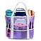 Dejaroo Sand Free Mesh Bag Strong Lightweight Tote For Beach Vacation Essentials Tons of Storage with 8 Pockets Foldable 17x9x15 inches Pastel Purple with White Straps