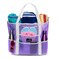 Dejaroo Sand Free Mesh Bag Strong Lightweight Tote For Beach Vacation Essentials Tons of Storage with 8 Pockets Foldable 17x9x15 inches Pastel Purple with White Straps