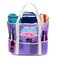 Dejaroo Sand Free Mesh Bag Strong Lightweight Tote For Beach Vacation Essentials Tons of Storage with 8 Pockets Foldable 17x9x15 inches Pastel Purple with White Straps