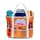 Dejaroo Sand Free Mesh Bag Strong Lightweight Tote For Beach Vacation Essentials Tons of Storage with 8 Pockets Foldable 17x9x15 inches Neon Orange with White Strap