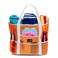 Dejaroo Sand Free Mesh Bag Strong Lightweight Tote For Beach Vacation Essentials Tons of Storage with 8 Pockets Foldable 17x9x15 inches Neon Orange with White Strap