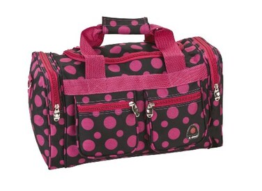 Rockland 19 Polyester Duffel Bag Black Pink Dot