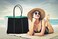 QOGiR Neoprene Multipurpose Beach Bag Tote with Inner Zipper Pocket Black Large