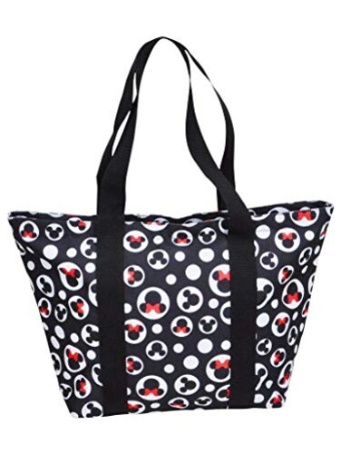 Disney Tote Mickey Minnie Mouse Icon Polka Dot Print Travel Bag Black
