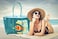 QOGiR Neoprene Multipurpose Beach Bag Tote with Inner Zipper Pocket Fish XLarge