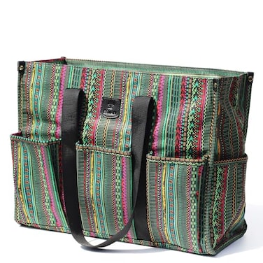 ESVAN Utility Tote Bag with Zip Top Waterproof Teacher Tote Bag for Teacher Work Women Beach I