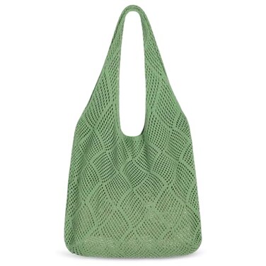 Sightor Crochet Tote Bag Mesh Beach Bag Knit Summer Hobo Bag Vacation Boho Tote Bag for Women Green