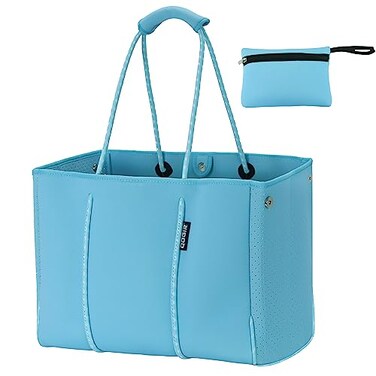 QOGiR Neoprene Tote Multipurpose Gym Beach Bag Large Sports Ocean Blue Large