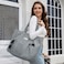 HOMESPON Large Canvas Tote Bag for Women Everything Bag with Pockets and Laptop Sleeve Grey