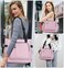 Tiny Chou Tote Bag Waterproof Nylon Shoulder Bags Laptop Work Bag Multi Pockets Teacher Purses and Handbags for Women Men Light Pink