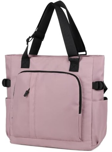 Tiny Chou Tote Bag Waterproof Nylon Shoulder Bags Laptop Work Bag Multi Pockets Teacher Purses and Handbags for Women Men Light Pink