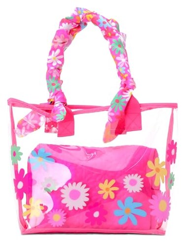 iscream 16 x 11 Double Handle Clear Travel Tote and 925 x 7 Cosmetic Bag Set Lovely Leslie