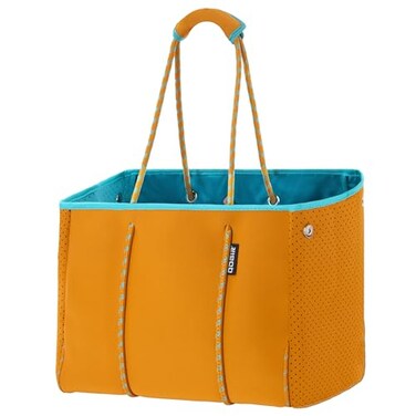 QOGiR Neoprene Multipurpose Beach Bag Tote Bag ORANGE AND BLUE XLarge