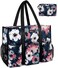 IBFUN Utility Tote Bag with 14 Exterior Interior Pockets Zip Top Teacher Tote Bag for TeacherWork WomenMedium
