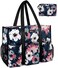 IBFUN Utility Tote Bag with 14 Exterior Interior Pockets Zip Top Teacher Tote Bag for TeacherWork WomenMedium