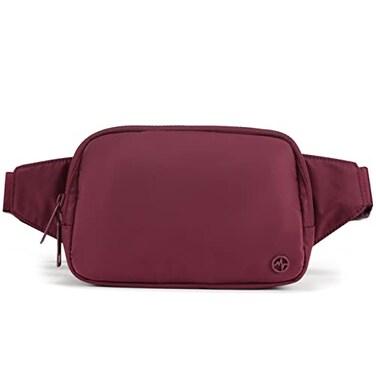 Pander Belt Bag Large 2L Nylon Fanny Pack Purse for Women and Men with Adjustable Strap Red Merlot