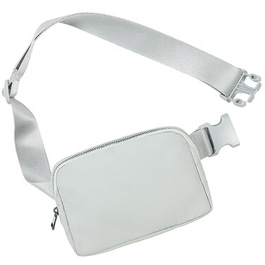 ODODOS Unisex Mini Belt Bag with Adjustable Strap Small Fanny Pack for Workout Running Traveling Hiking Light Grey