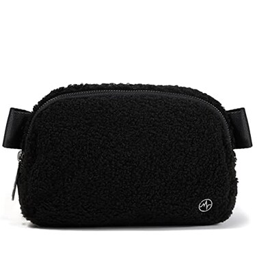 Pander Fanny pack Everywhere Fleece Belt Bag for Women and Men with Adjustable strap Belt 1L Black