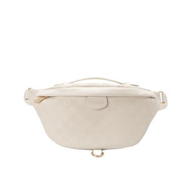 Xehuro Womens Checkered Multi Color Fanny Pack Beige2
