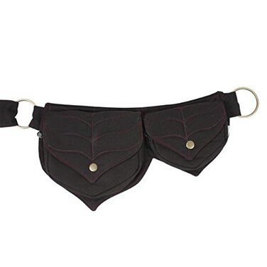 Lakhays Cotton two Leaf Pocket Waist BeltBlack